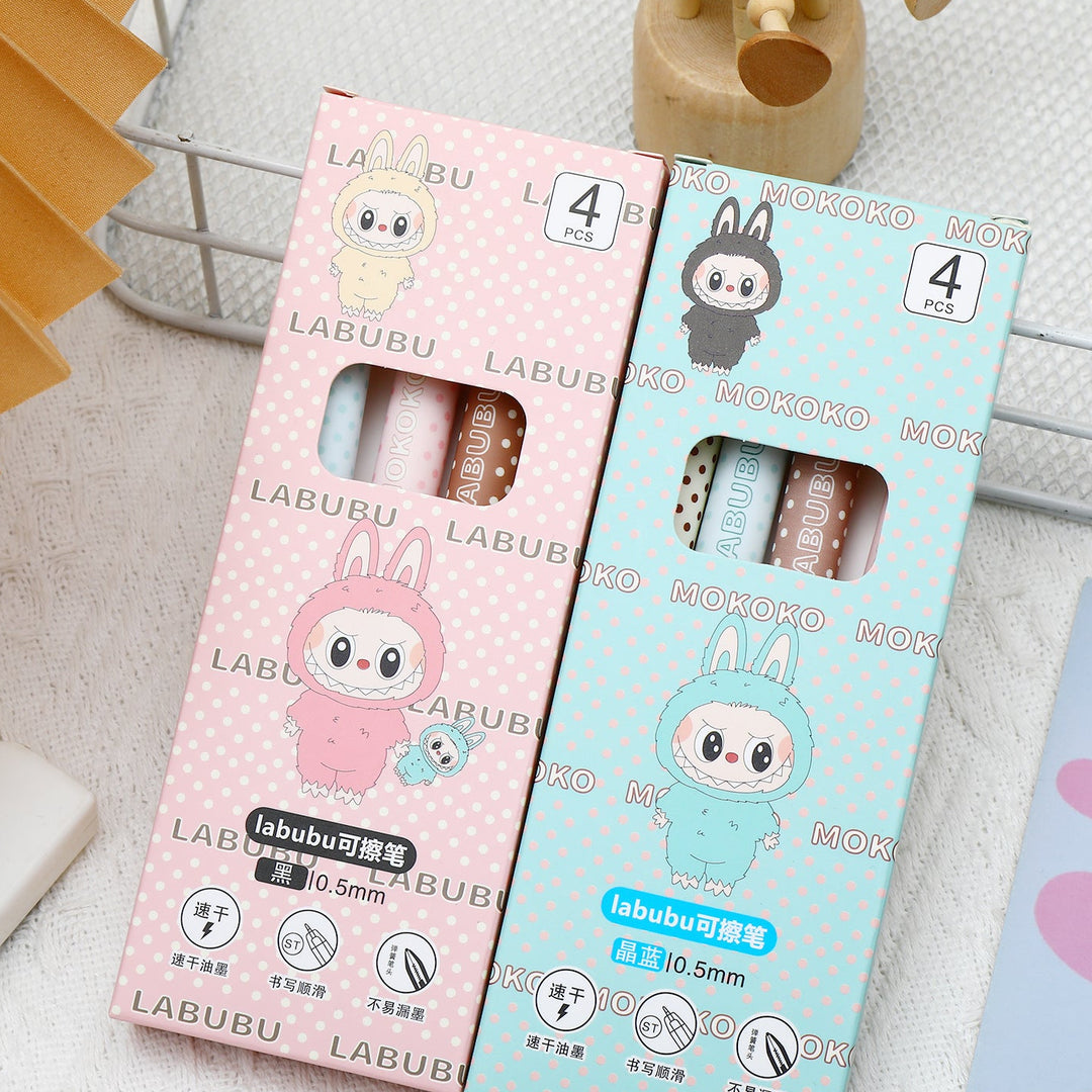 Cute monster patch erasable press gel pen -4pcs set
