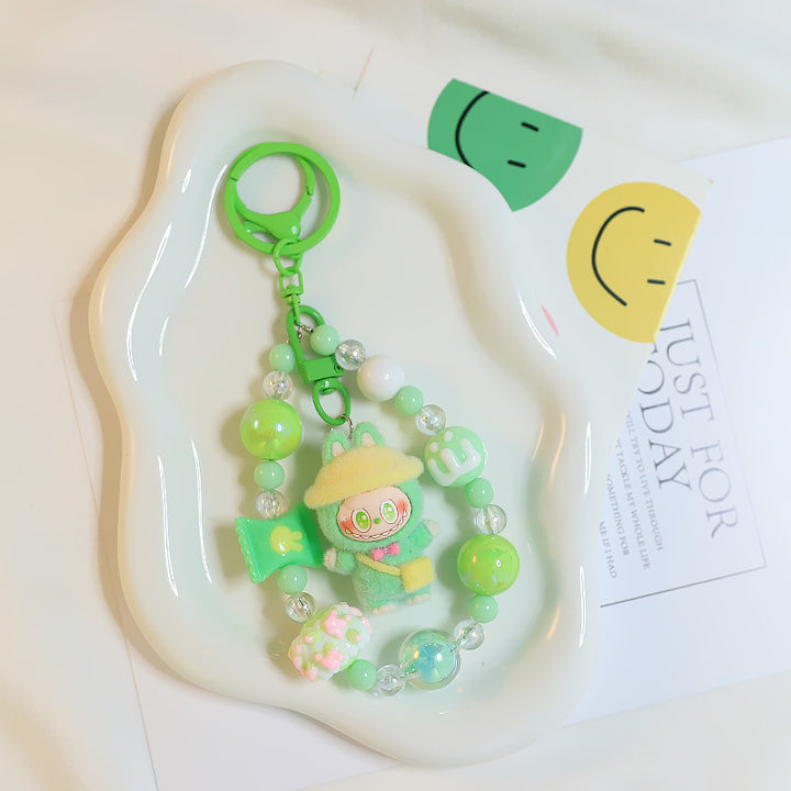 Flocking magic witches labubu Beaded keychain bag pendant gift