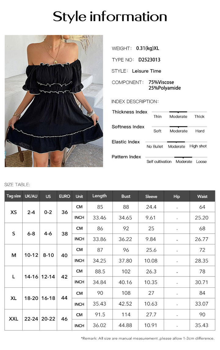 Solid color ruffled short sleeve mini dress