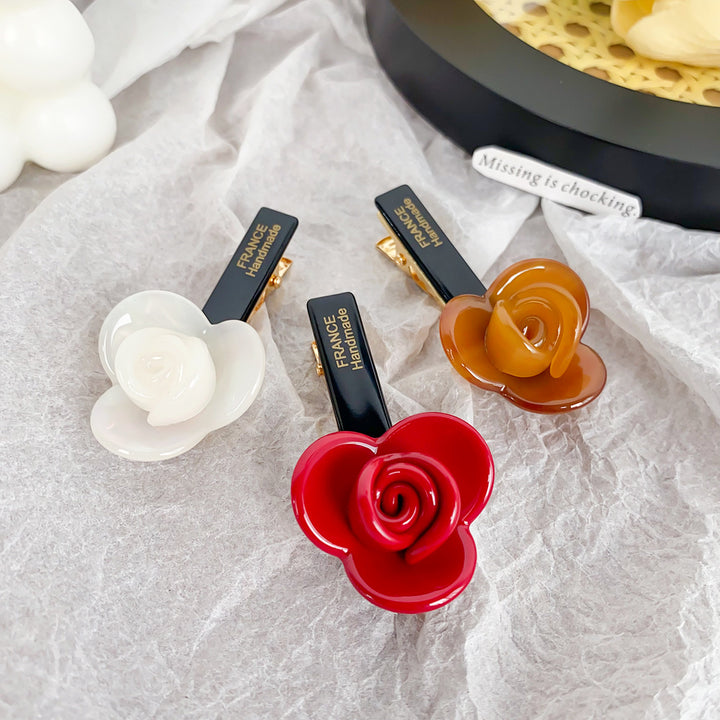 Sweet acetate Rose flower duckbill hair clip