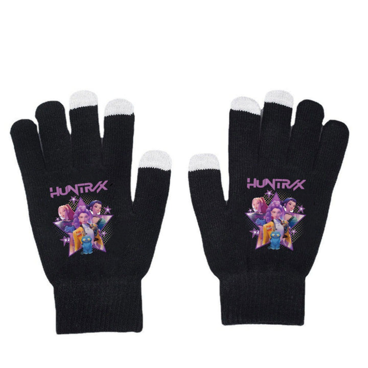 KPOP demon hunters Printed Knitted Touch Screen Gloves