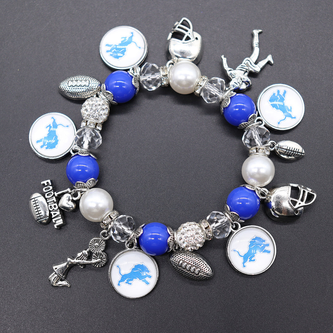 Football Game Day Alloy pendant beaded bracelets
