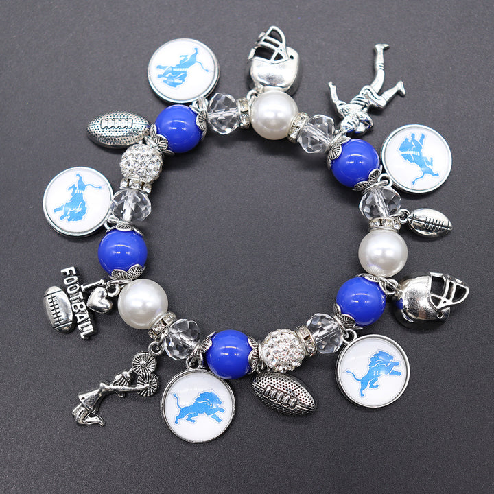 Football Game Day Alloy pendant beaded bracelets
