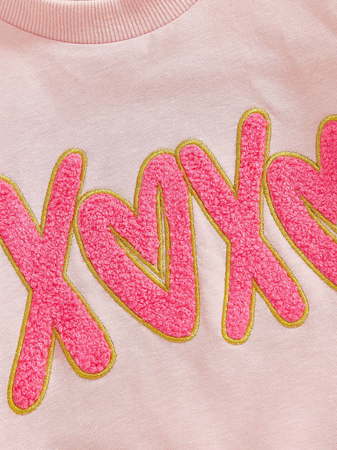 Valentine's xoxo Chenille embroidered sweatshirt pant 2pcs set