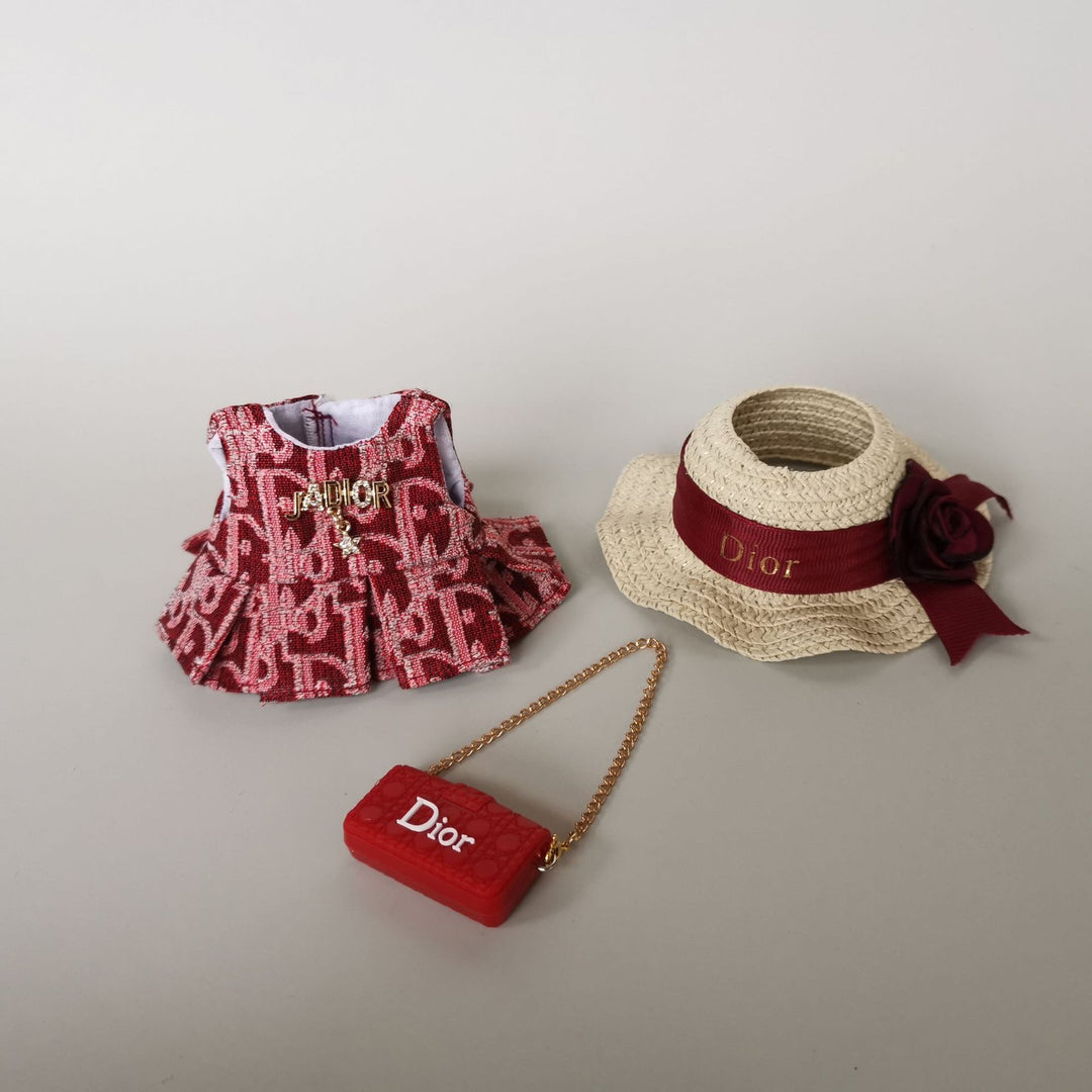Labubu designer dress&hat set dolls clothes