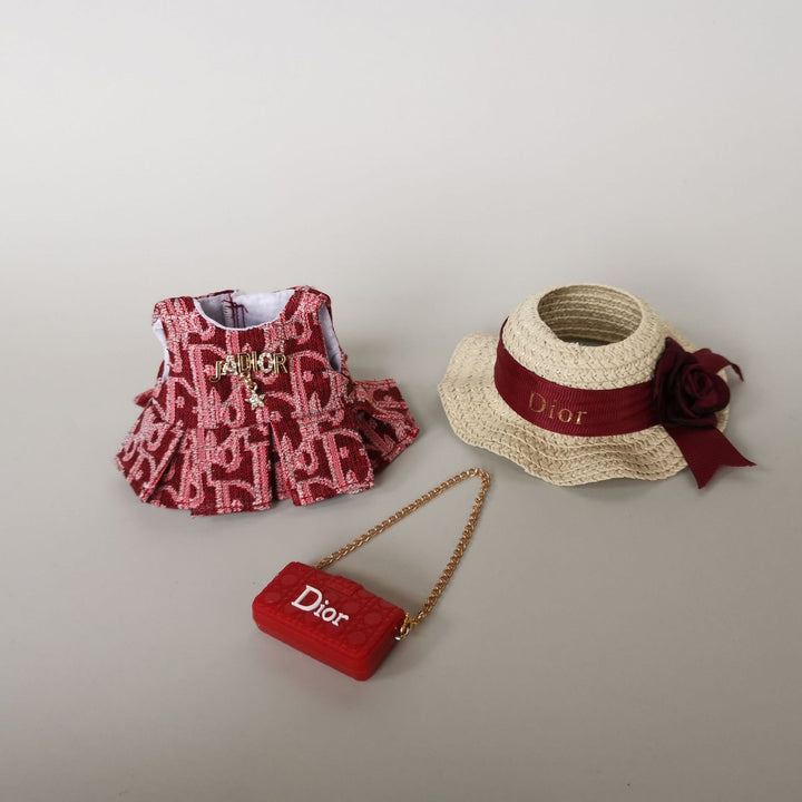 Labubu designer dress&hat set dolls clothes