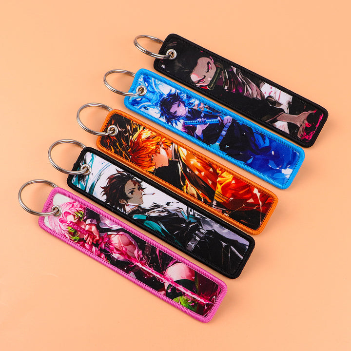 Demon Slayer Woven Label Fabrics keychain bag pendant