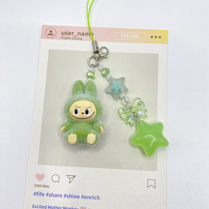 Flocked Mini Labubu stars Keychain bag pendant