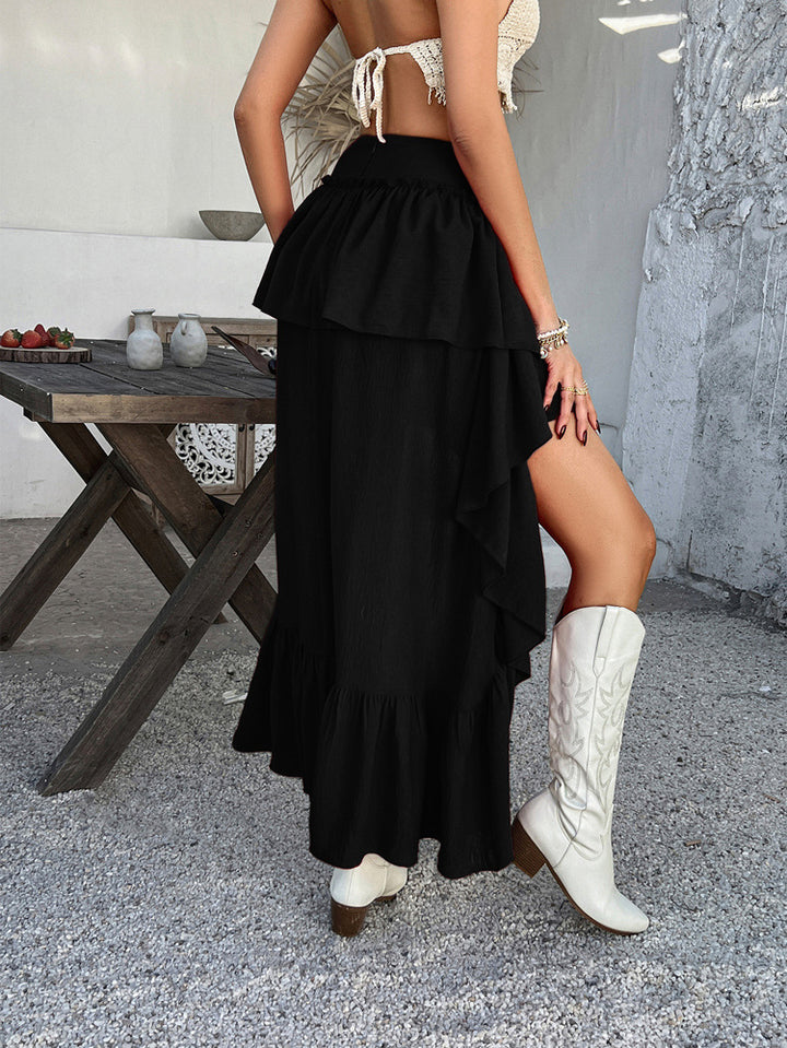 Boho holiday pleated Short front long back skirt