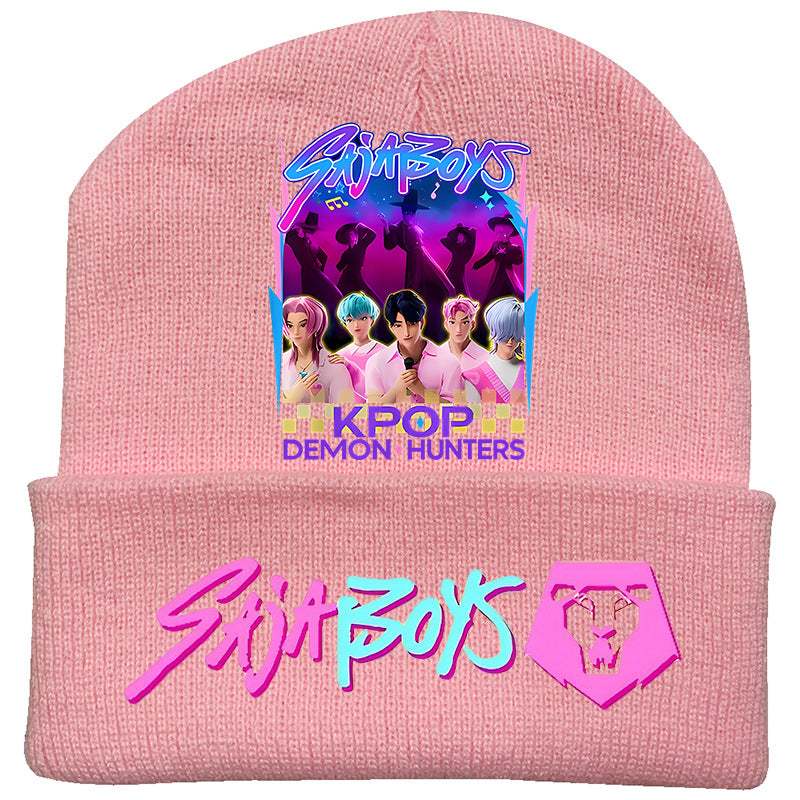 Kpop Demon Hunters knitted beanie hat-pink