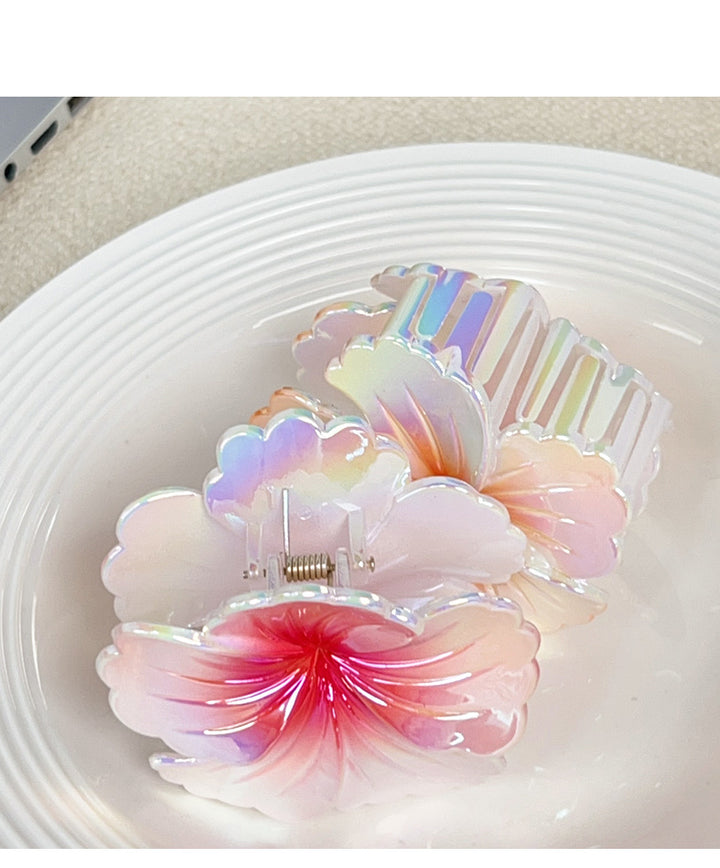 Colorful gradient flower hair shark clip for women
