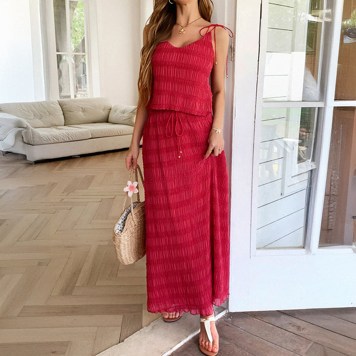 Seaside Strappy Crop Top&Maxi Skirt 2pcs set