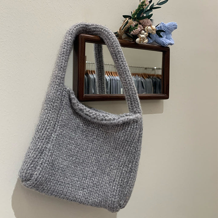 Wool knitted small handbags crocheted thick needle handbags
