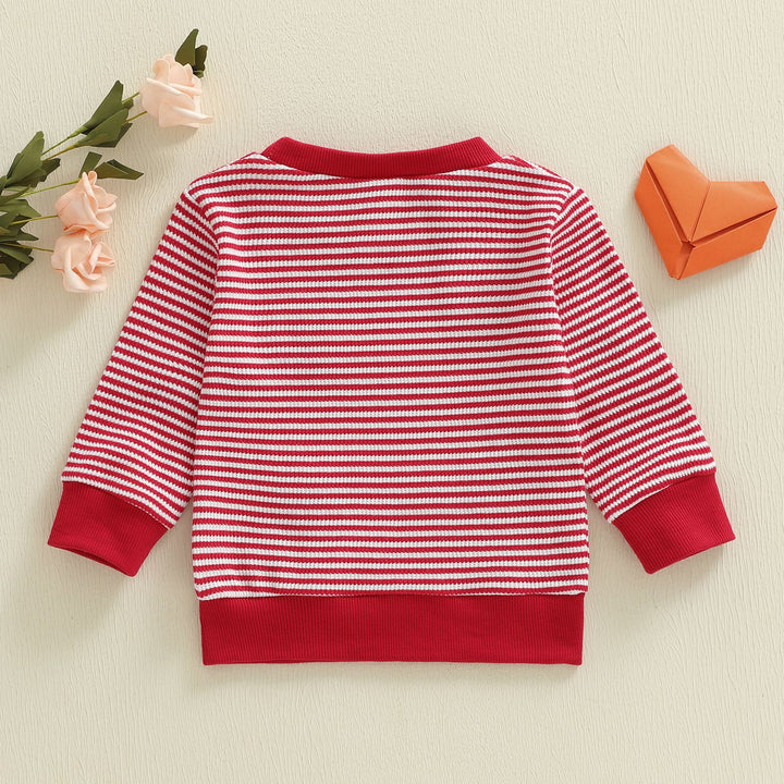 Valentine's Heart-embroidered pullover sweater for baby girls