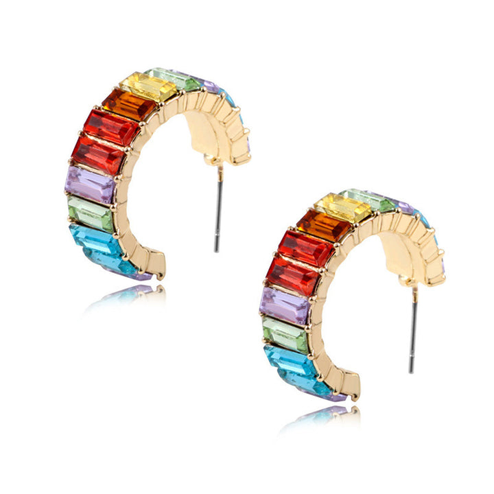 Multicolor crystal Hoops earrings