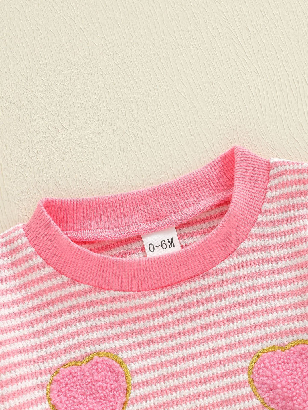 Valentine's Heart-embroidered pullover sweater for baby girls