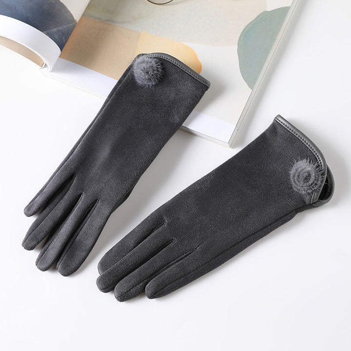 Suede Warm gloves with fleece-lined
