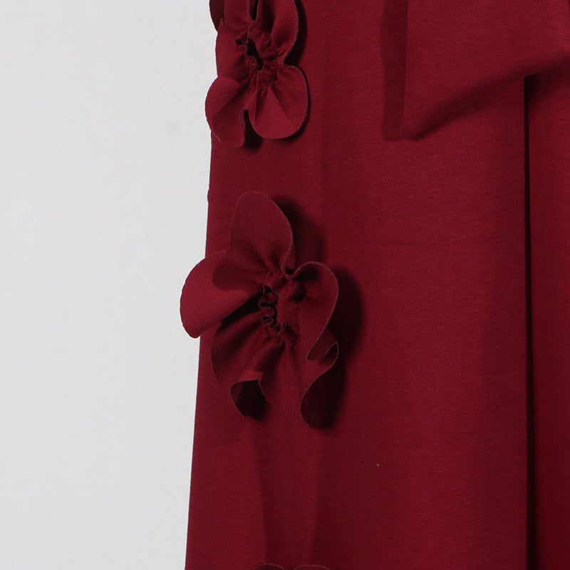 3D Pink Flower deco Maxi dress Evening dress