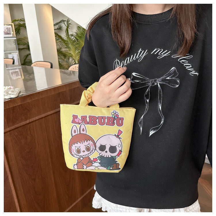 Labu cartoon cute handbag Korean portable labubu bucket bag