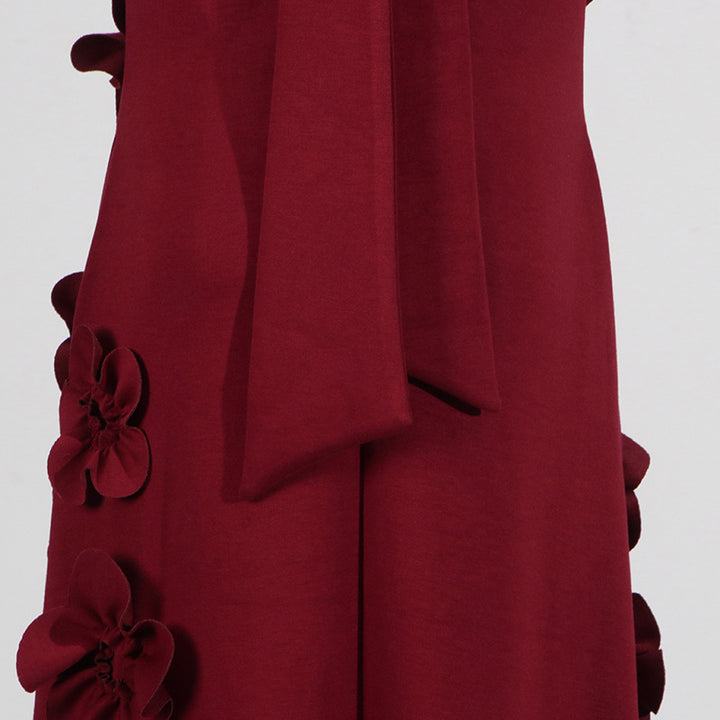 3D Pink Flower deco Maxi dress Evening dress