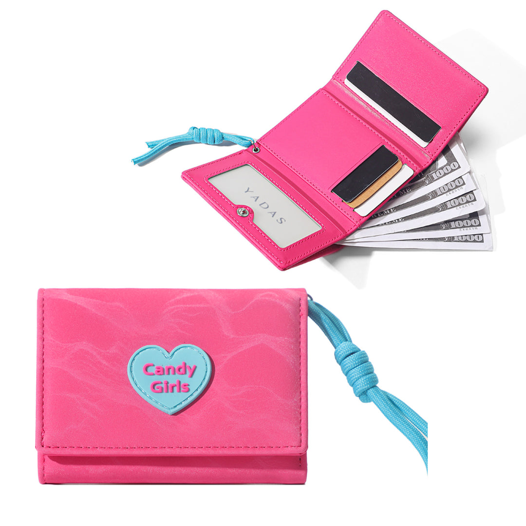 Candy girl PU leather tri-fold coin purse wallet
