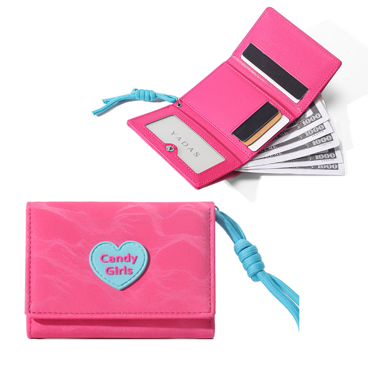 Candy girl PU leather tri-fold coin purse wallet