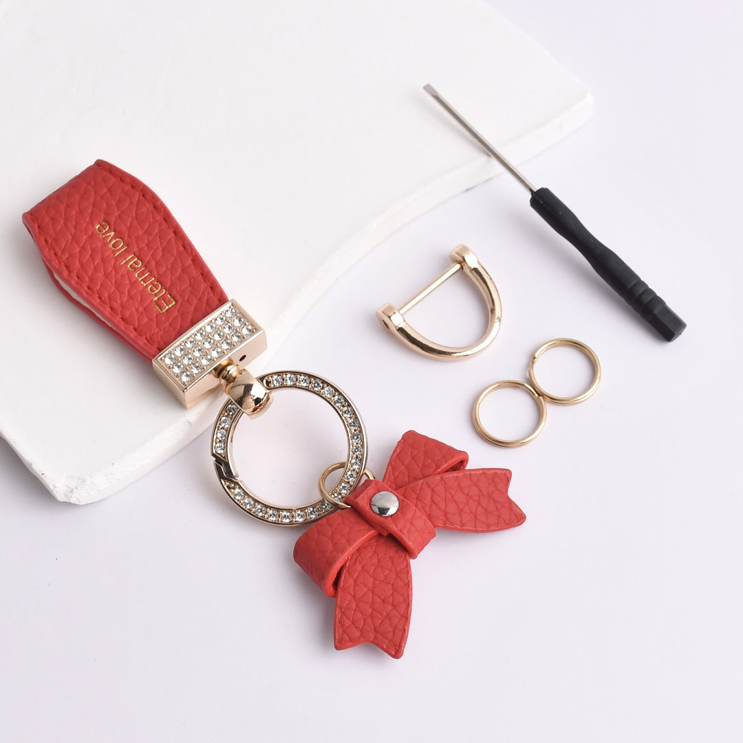 Bow diamond keychain ladies bag decorations pendant