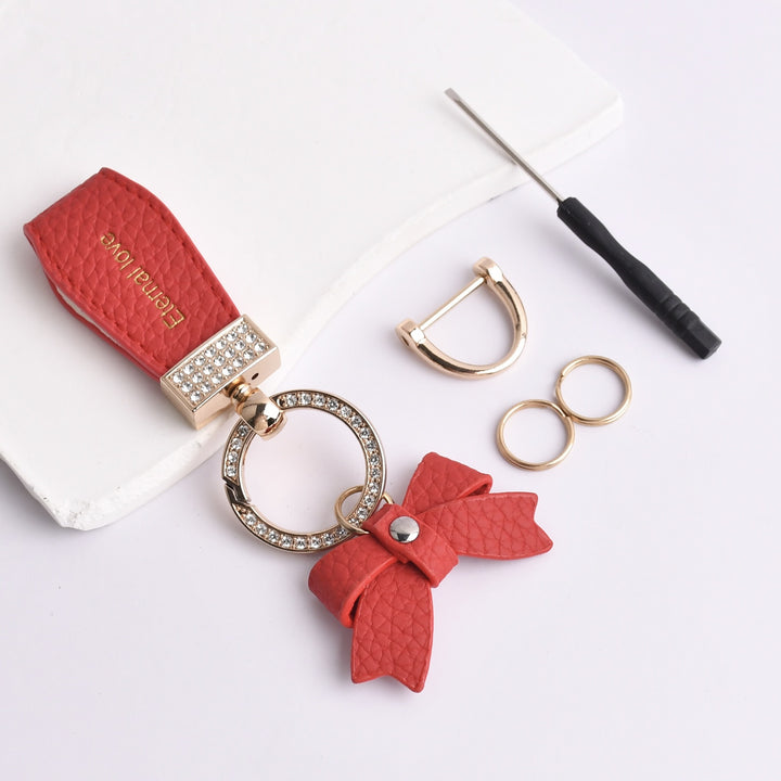 Bow diamond keychain ladies bag decorations pendant
