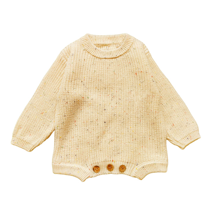 Personalized Hand-Embroidered Knit Baby Romper