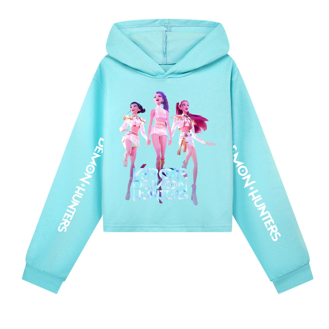KDH K-pop inspired cropped hooded sweatshirt