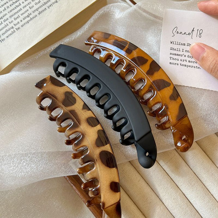 Retro leopard print banana hairclip for women
