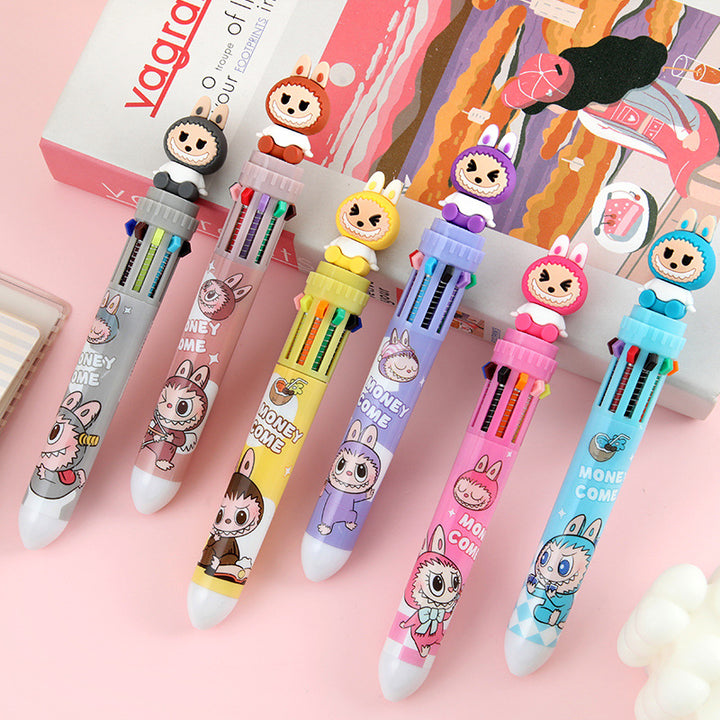 10colors Labubu ballpoint pen multi-color student pen-6pcs set