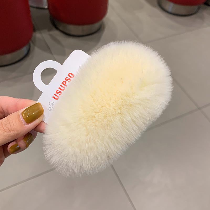 Furry plush hair clip for girls women