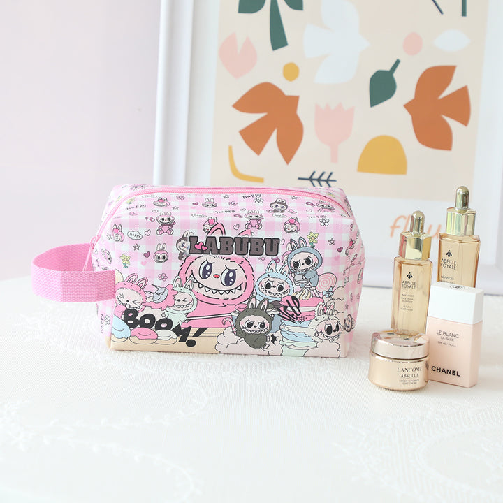 Labubu cute cartoon PU large capacity cosmetic bag