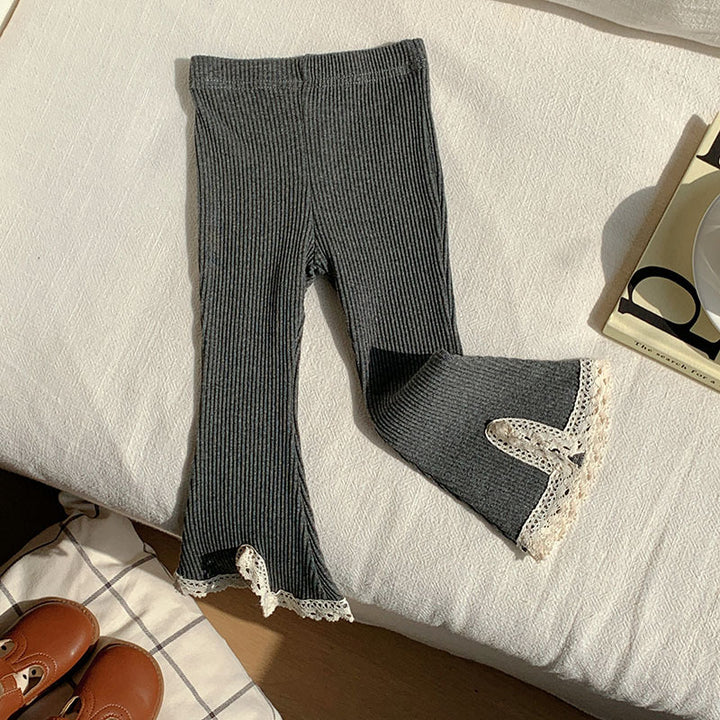 Girls' Knitted lace flared pants