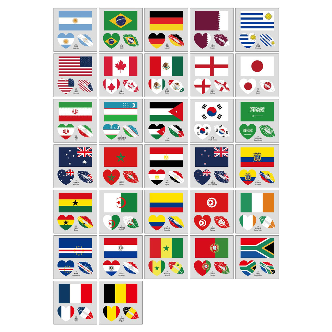 2026 FIFA World Cup national Flag Water Transfer Tattoo Stickers-10sheets
