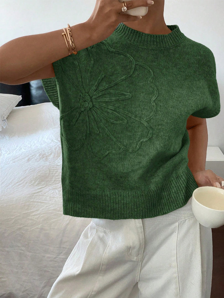 Embroidered knitted vest sleeveless sweater top for women