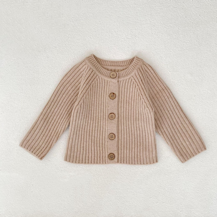 Baby solid color knitted thickened cardigan