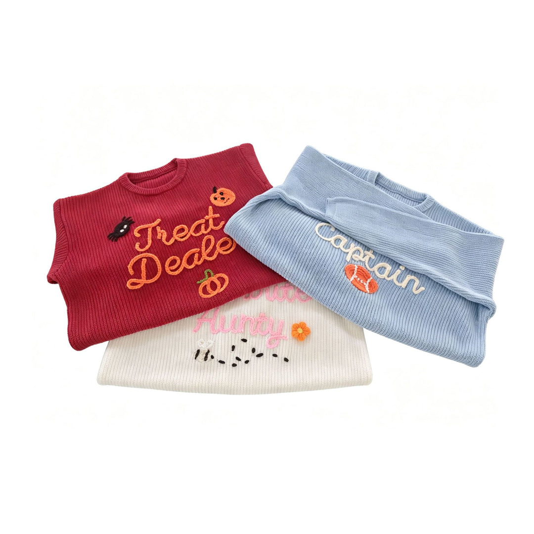 Hand Embroidered Personalized Knitted Sweater For Adults