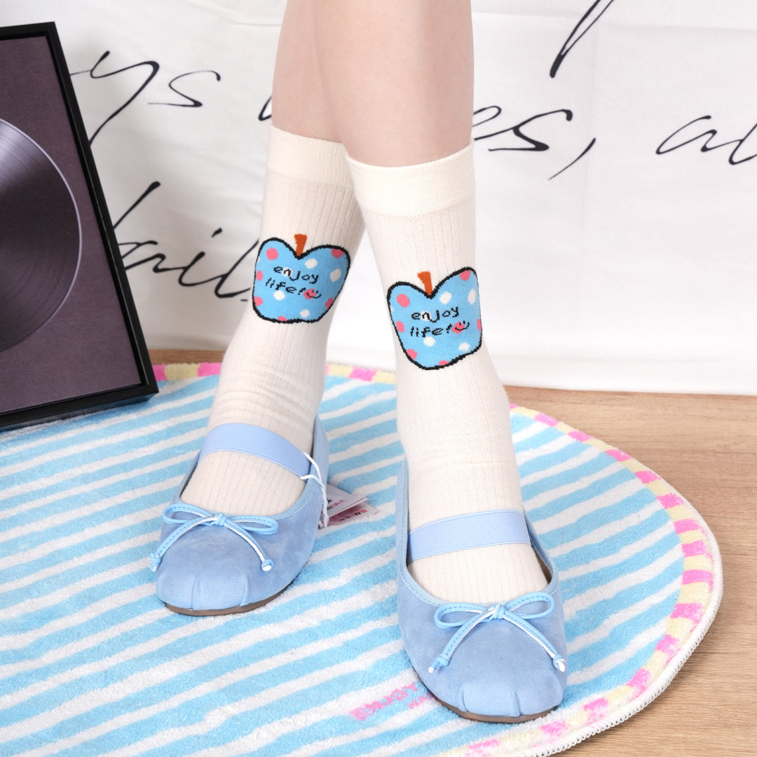 Sweet heart pattern mid-calf socks Valentine's socks