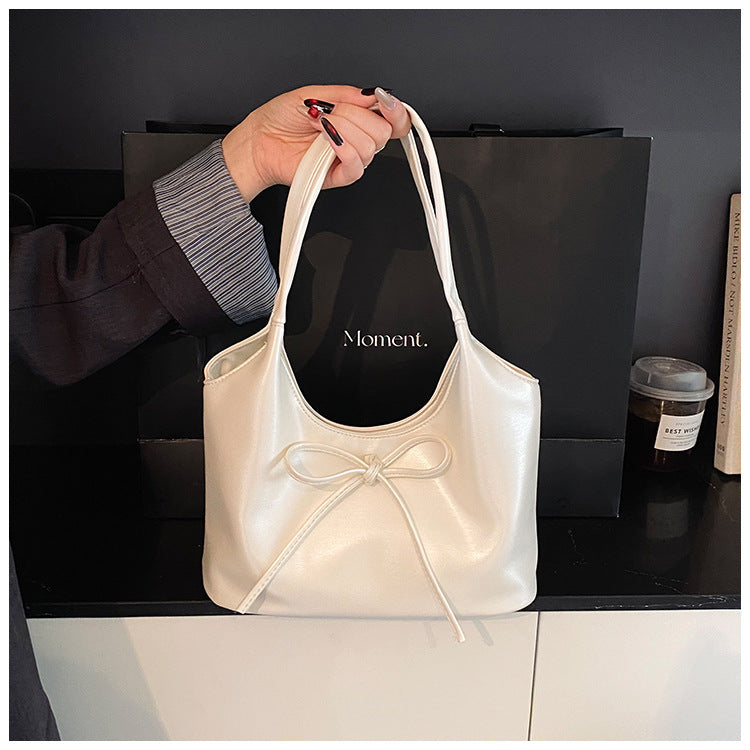 Bowknot PU leather large capacity shoulder bag
