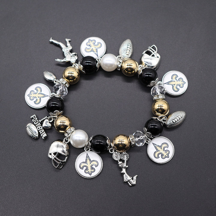 Football Game Day Alloy pendant beaded bracelets