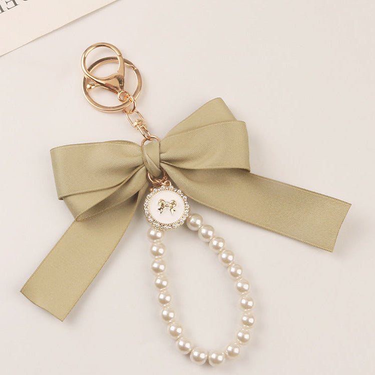 Ribbon bow pearl keychain-mother's day gift