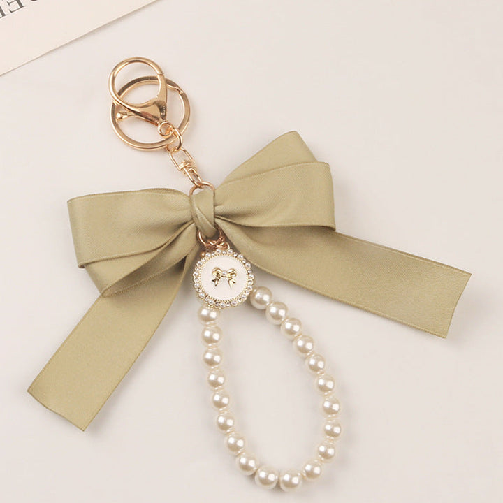 Ribbon bow pearl keychain-mother's day gift