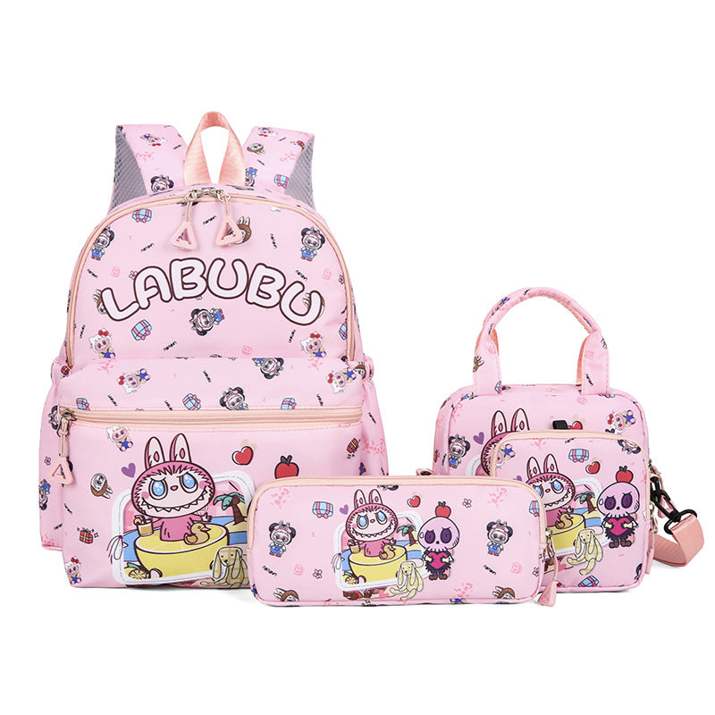 Labubu backpack light weight backpack 4pcs set