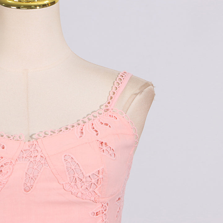Holiday style suspender embroidery dress for women
