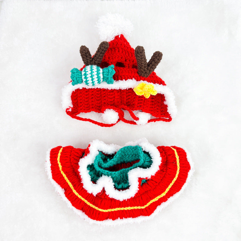 Handmade crochet Christmas skirt&elk headband for labubu