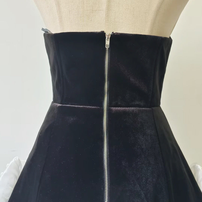 3D white rose flower hem tube top dress