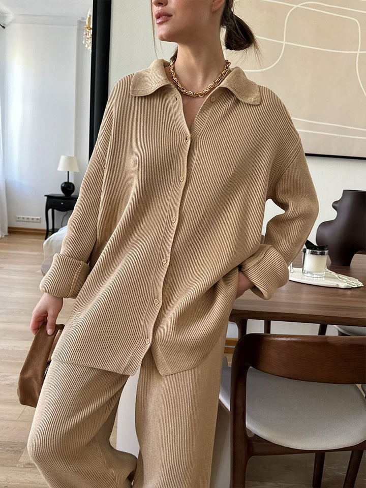 Casual Striped Knitted sweater&pant 2pcs set