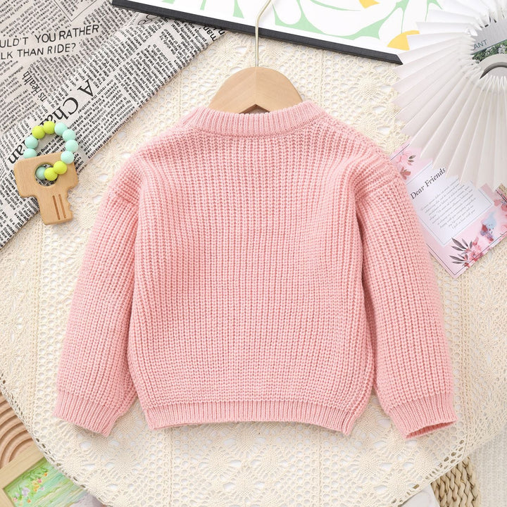 Big Sister Letter Embroidery Knit Sweater